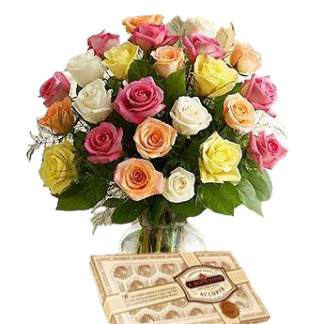 25 colorful roses with chokolates | Flower Delivery to Poti