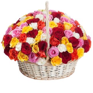 51 colorful roses in the basket | Flower Delivery to Poti